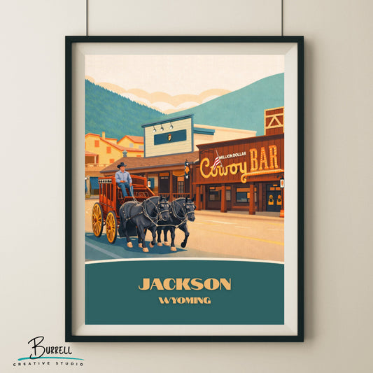 Jackson Wyoming Downtown Tour Travel Posters & Wall Art Poster Print
