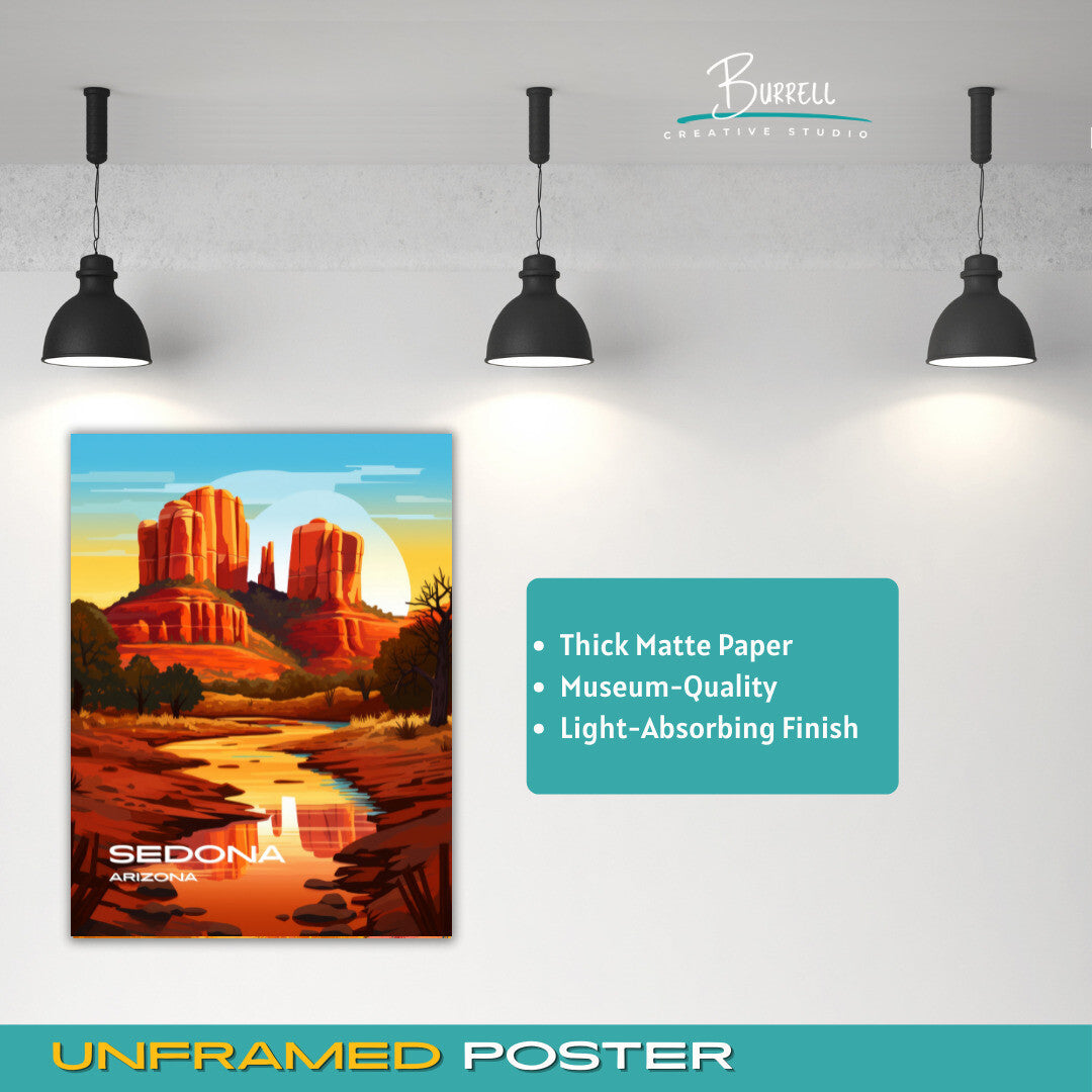 Sedona Arizona Cathedral Rock Travel Poster & Wall Art Poster Print