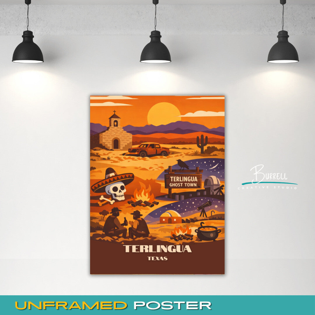 Terlingua Texas Unique Adventures Travel Poster & Wall Art Poster Print