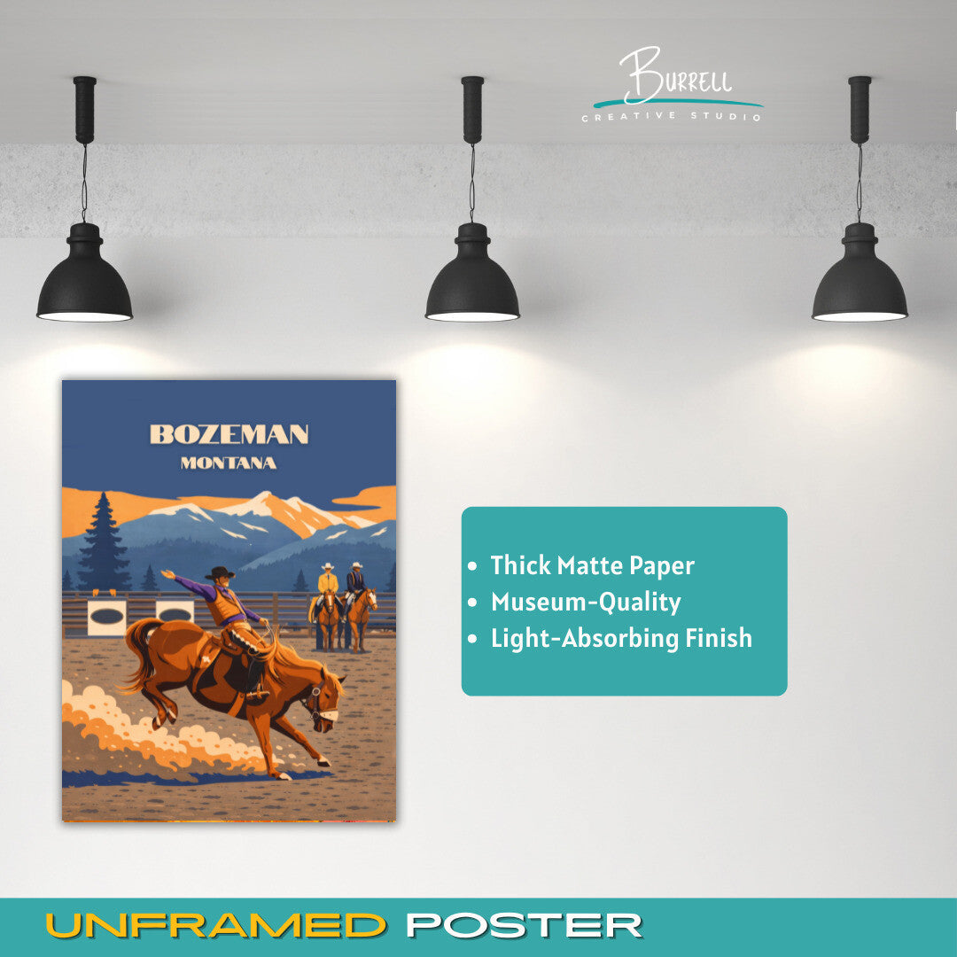 Bozeman Montana Stampede Rodeo Travel Posters & Wall Art Poster Print