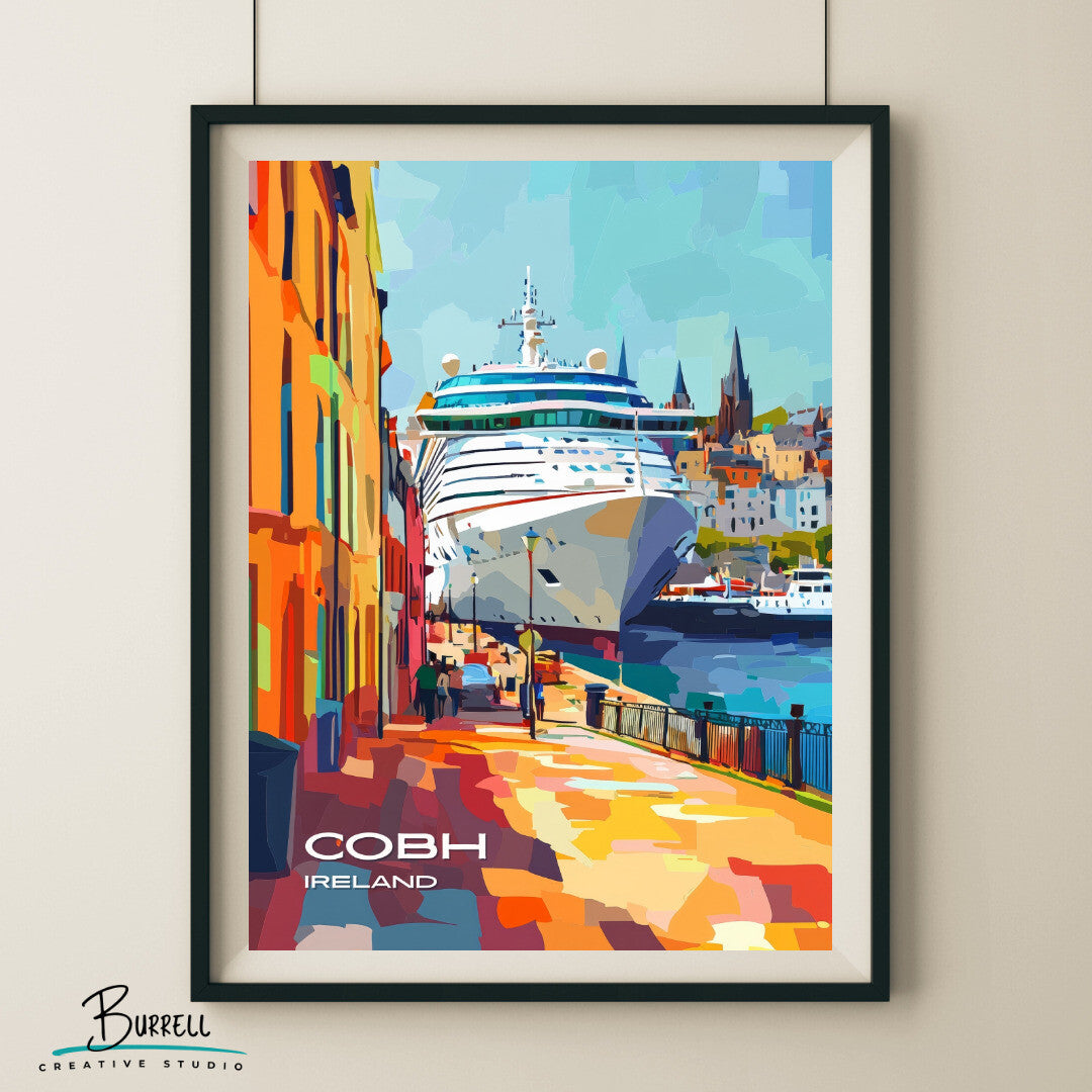 Cobh Ireland Harbor Cruise Travel Poster & Wall Art Poster Print