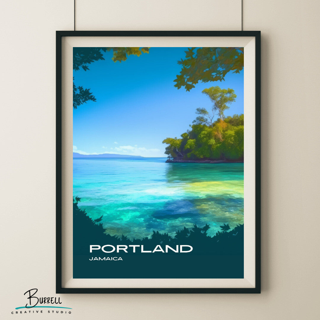 Port Antonio Jamaica Pellew Island Travel Poster & Wall Art Poster Print