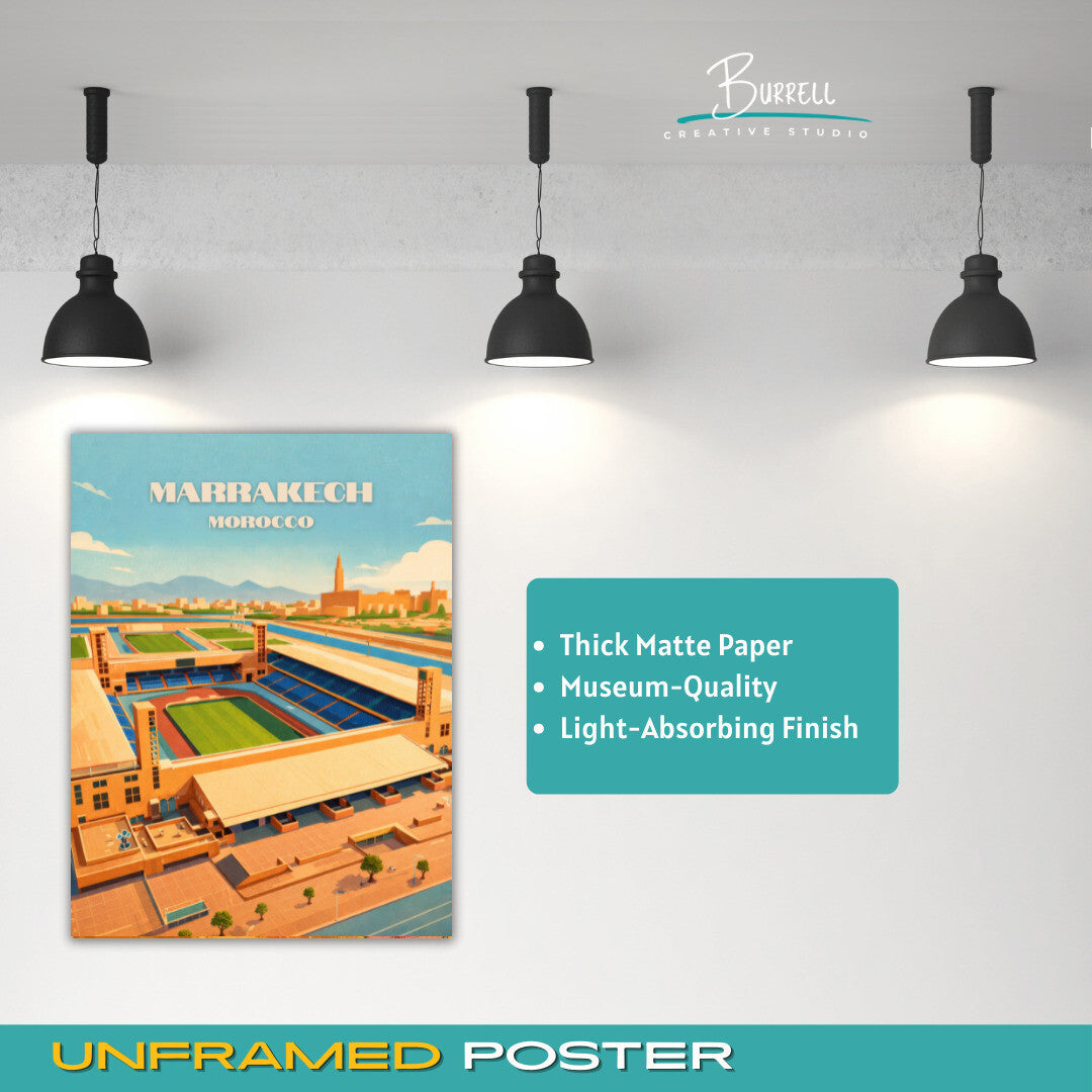 Marrakech Morocco Grand Stadium Travel Poster & Wall Art Poster Print