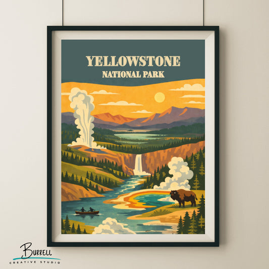 Yellowstone National Park Wyoming Unique Attractions Travel Posters & Wall Art Poster Print