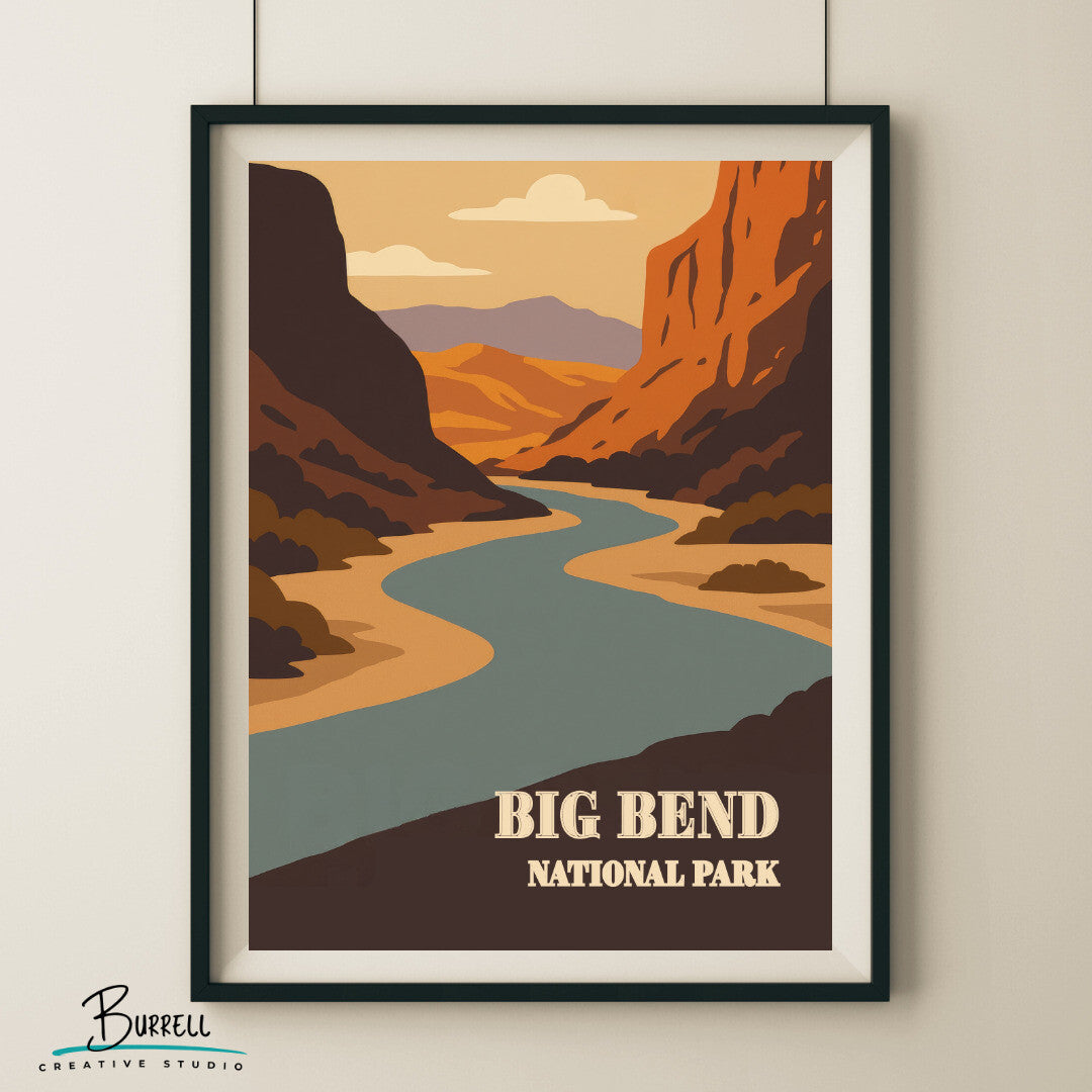 Big Bend National Park Texas River View Travel Posters & Wall Art Poster Print