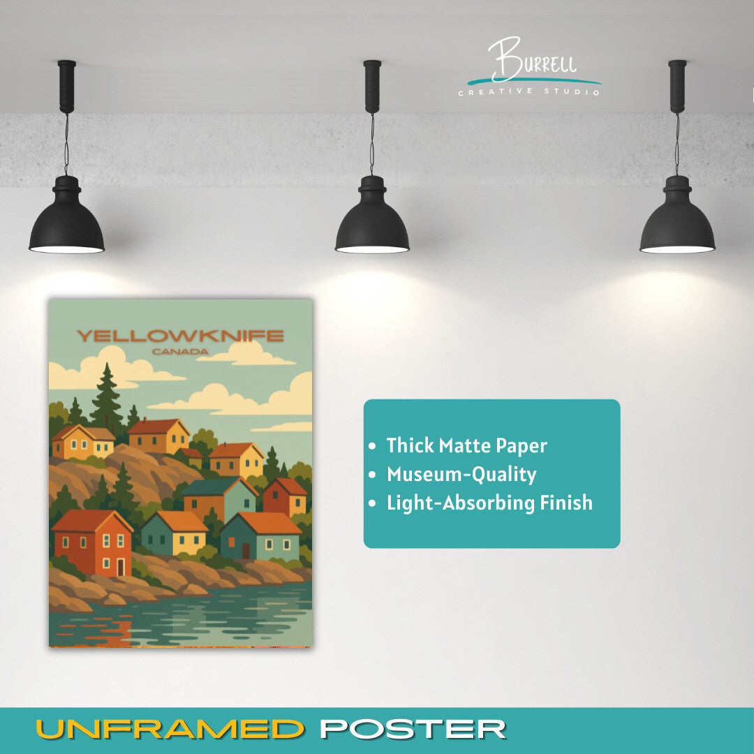 Yellowknife Canada Old Town Travel Poster & Wall Art Poster Print