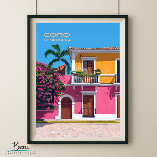 Coro Venezuela Colonial Architecture Travel Poster & Wall Art Poster Print