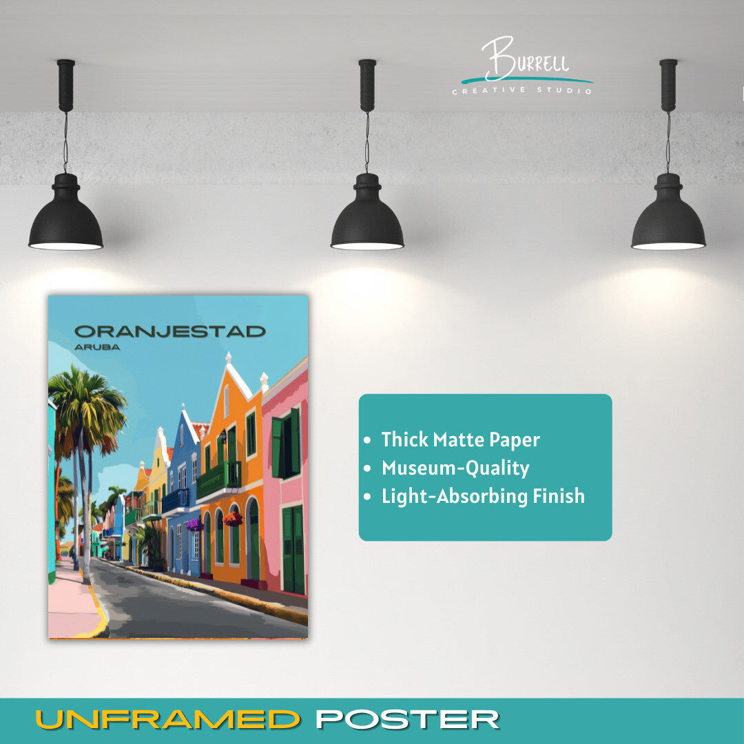 Oranjestad Aruba Dutch Architecture Travel Poster & Wall Art Poster Print