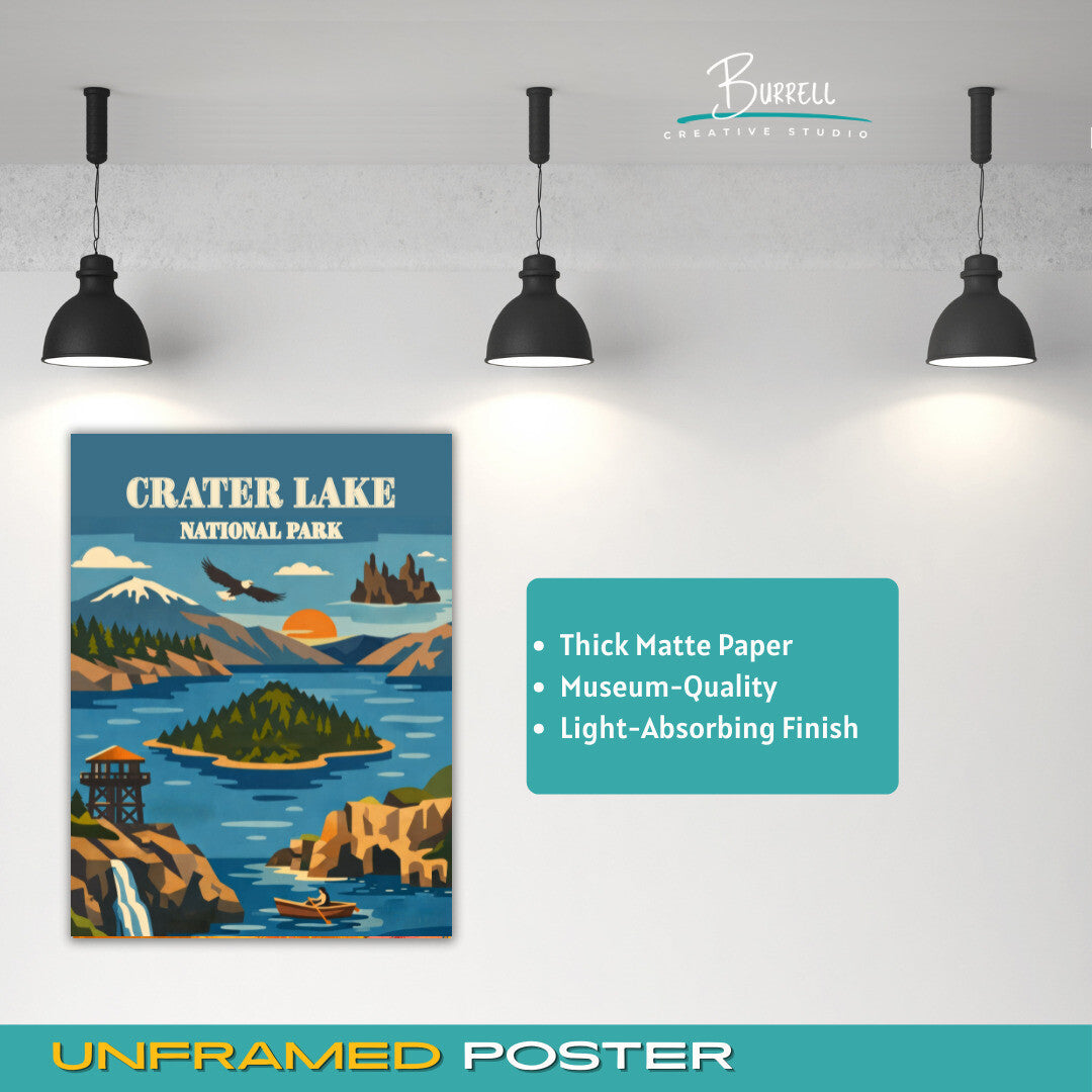 Crater Lake National Park Oregon Unique Attractions Travel Posters & Wall Art Poster Print