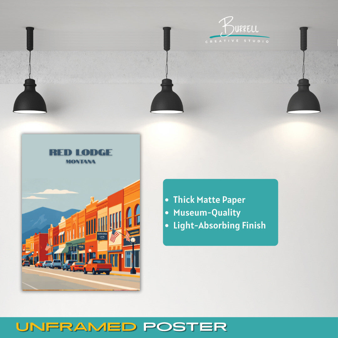 Red Lodge Montana Downtown Travel Posters & Wall Art Poster Print