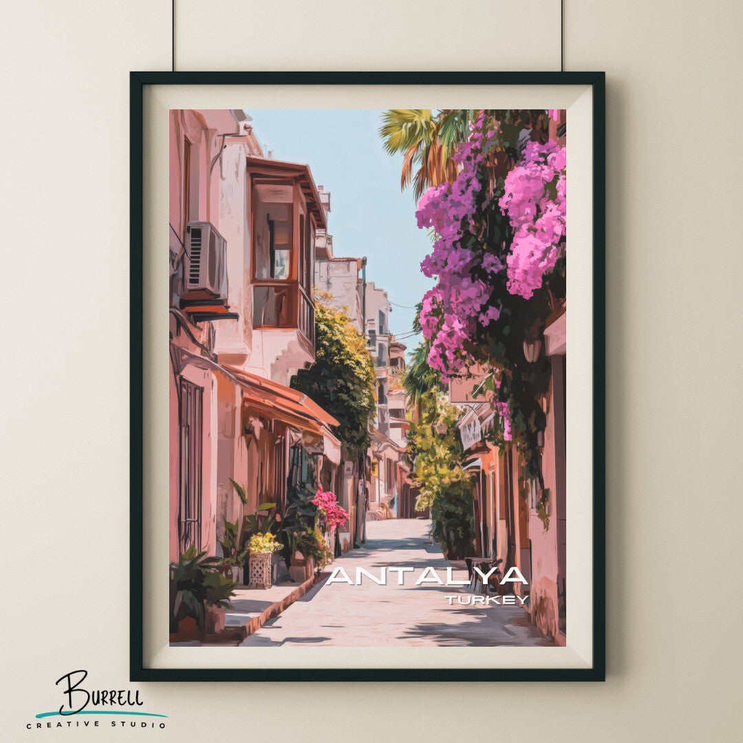 Antalya Türkiye Kaleici Old Town Travel Poster & Wall Art Poster Print