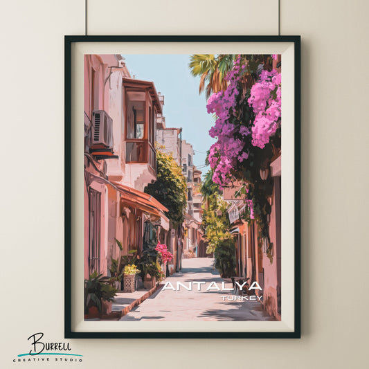 Antalya Türkiye Kaleici Old Town Travel Poster & Wall Art Poster Print