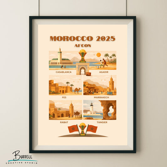 Tangier Morocco Africa Cup Of Nations Host Country Football Poster & Wall Art Poster Print