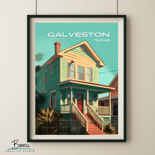 Galveston Texas Local Home Travel Poster & Wall Art Poster Print