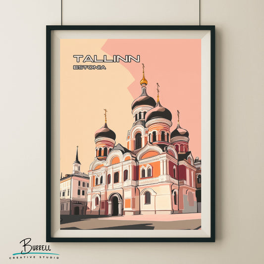 Tallinn Estonia Alexander Nevsky Cathedral Travel Poster & Wall Art Poster Print