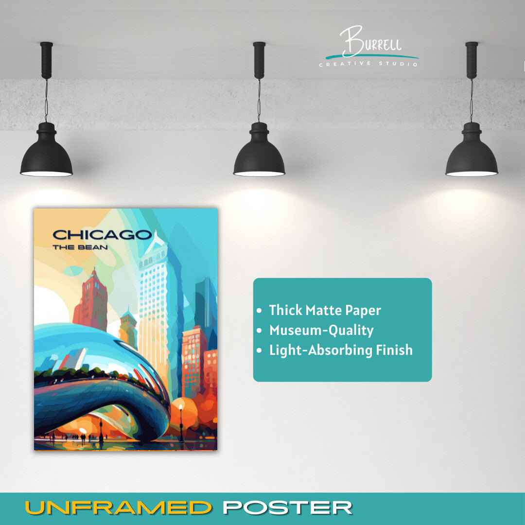 Chicago Illinois Bean Travel Poster & Wall Art Poster Print