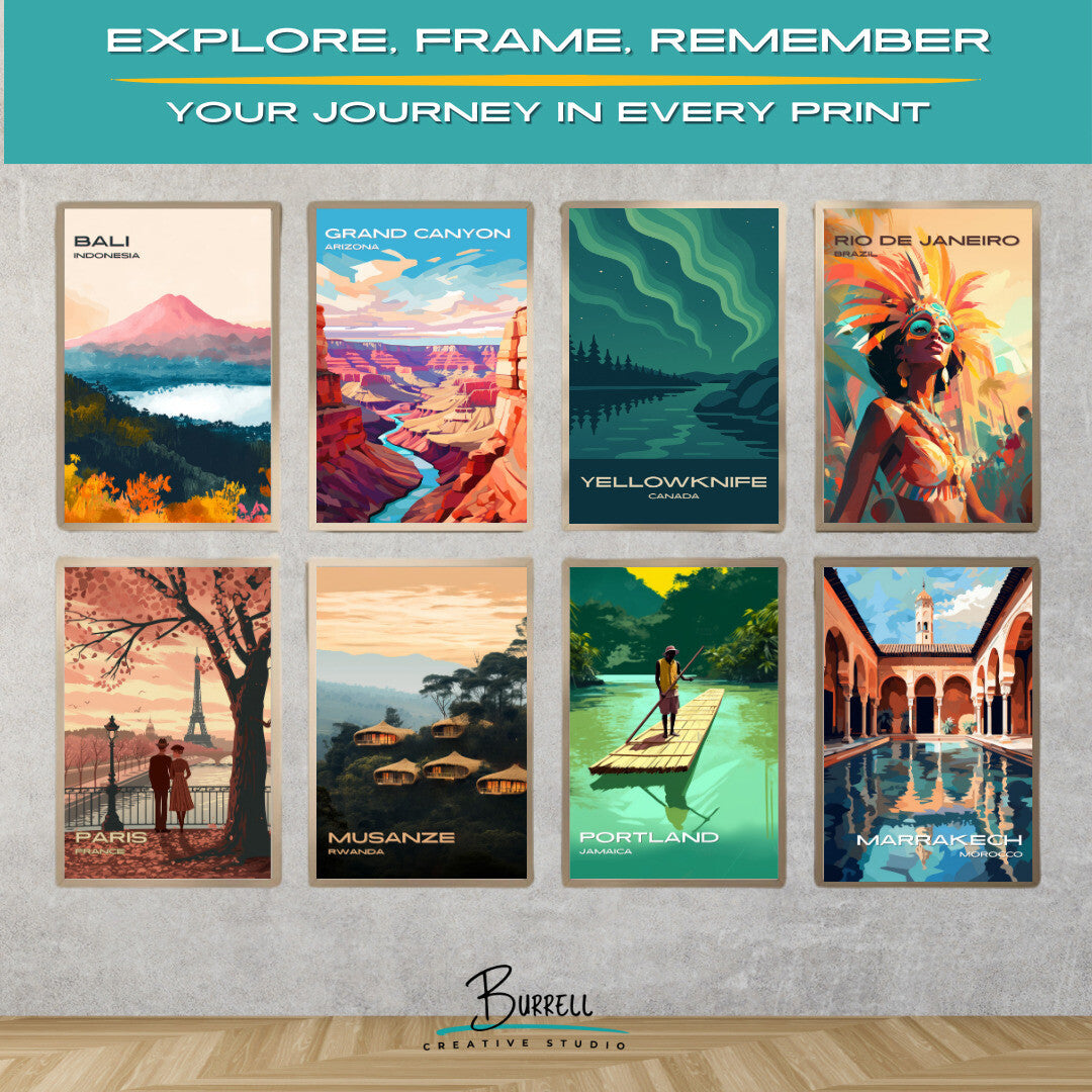 Yellowknife Canada Northern Lights Travel Poster & Wall Art Poster Print
