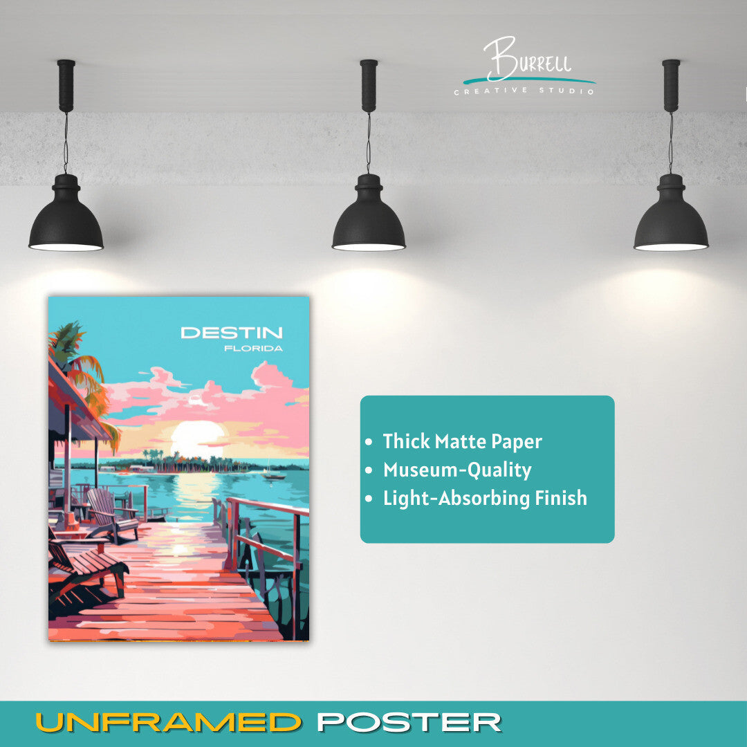 Destin Florida Ocean View Travel Poster & Wall Art Poster Print