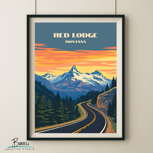 Red Lodge Montana Beartooth Highway Travel Posters & Wall Art Poster Print