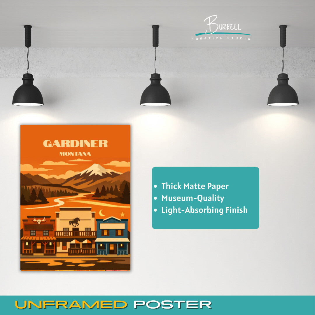 Gardiner Montana Old Town Saloons Travel Posters & Wall Art Poster Print