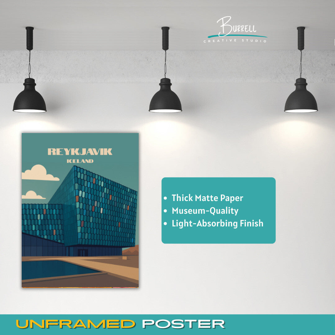 Reykjavik Iceland Harpa Concert Hall And Conference Centre Travel Poster & Wall Art Poster Print