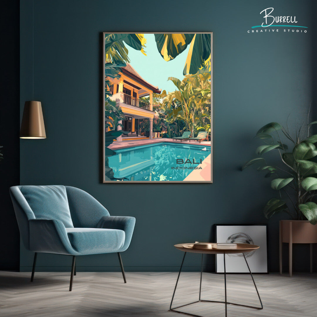 Denpasar Bali Luxury Hotel Travel Poster & Wall Art Poster Print