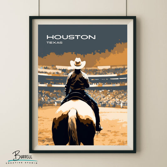 Houston Texas Livestock and Rodeo Show Travel Poster & Wall Art Poster Print