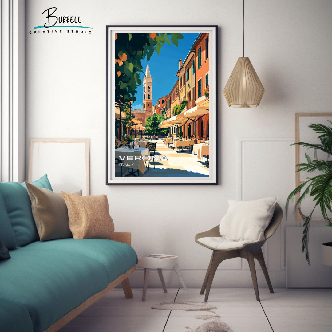 Verona Italy Piazza delle Erbe Travel Poster & Wall Art Poster Print