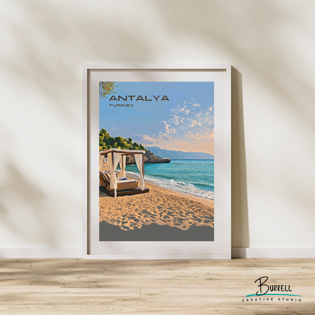 Antalya Türkiye Lara Beach Travel Poster & Wall Art Poster Print