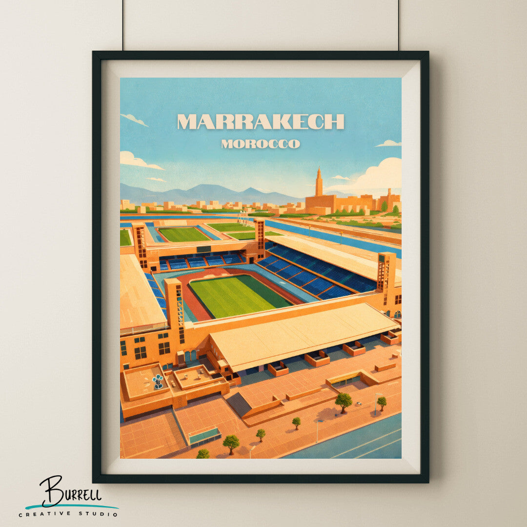 Marrakech Morocco Grand Stadium Travel Poster & Wall Art Poster Print