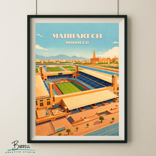 Marrakech Morocco Grand Stadium Travel Poster & Wall Art Poster Print