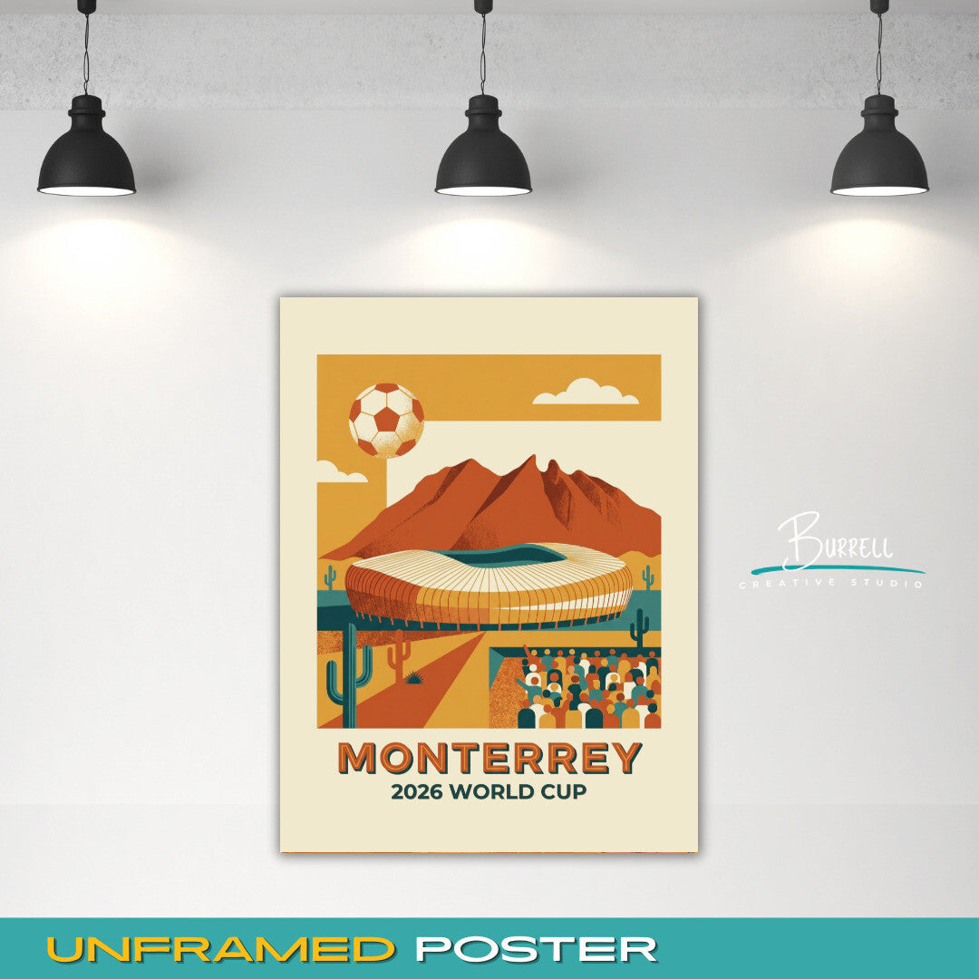 Monterrey Mexico 2026 World Cup Mimimalist Football Posters & Wall Art Poster Print