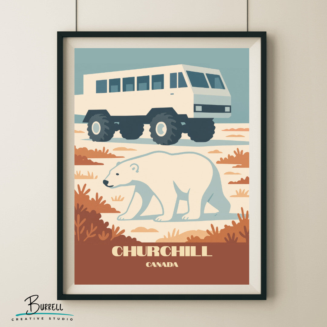 Churchill Canada Polar Bear Watching Travel Poster & Wall Art Poster Print