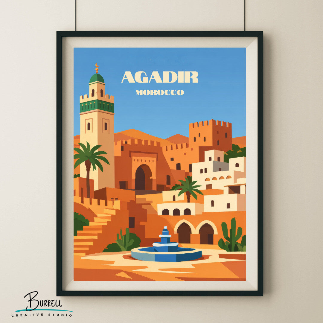 Agadir Morocco City Scenery Travel Poster & Wall Art Poster Print