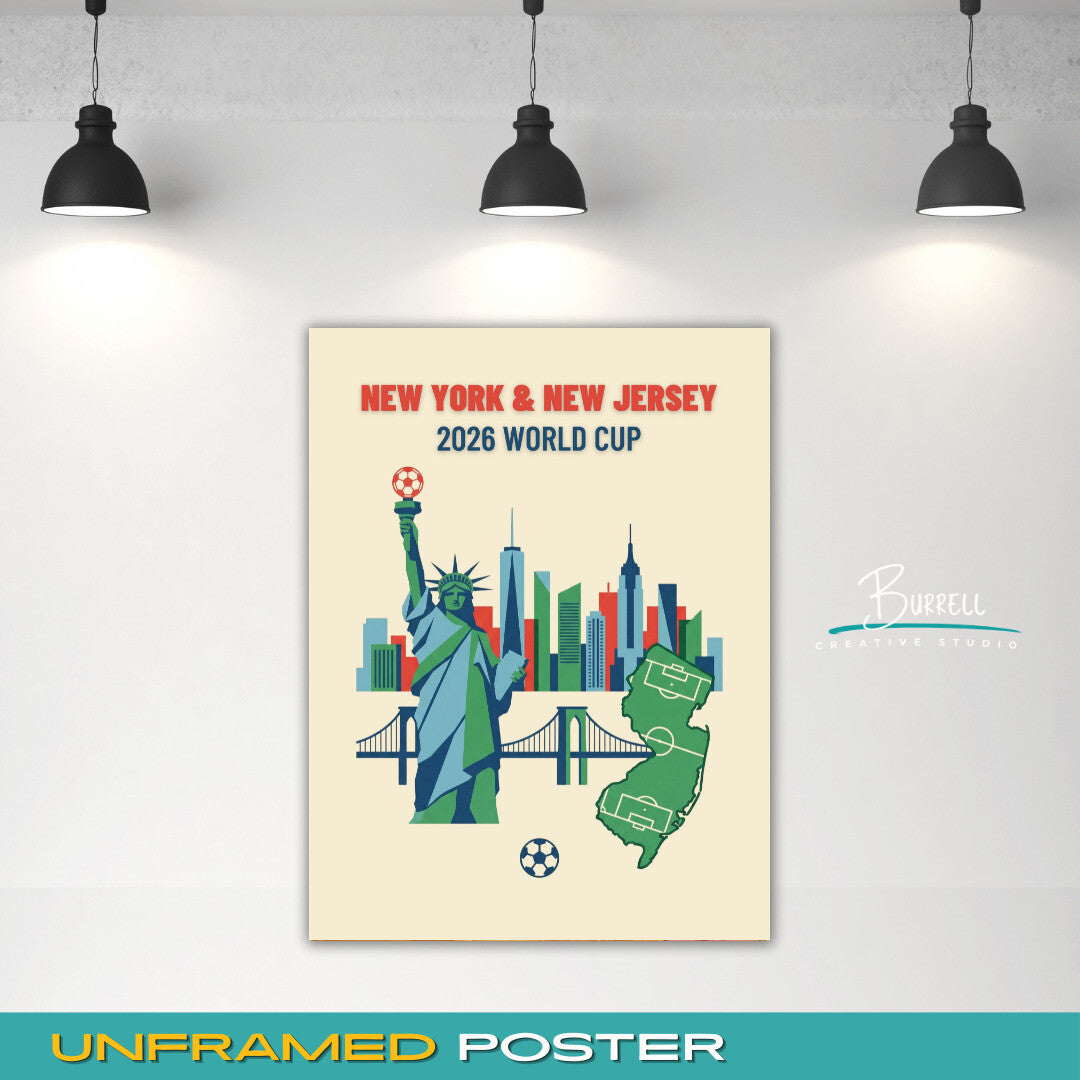 East Rutherford United States 2026 World Cup Minimalist Football Posters & Wall Art Poster Print