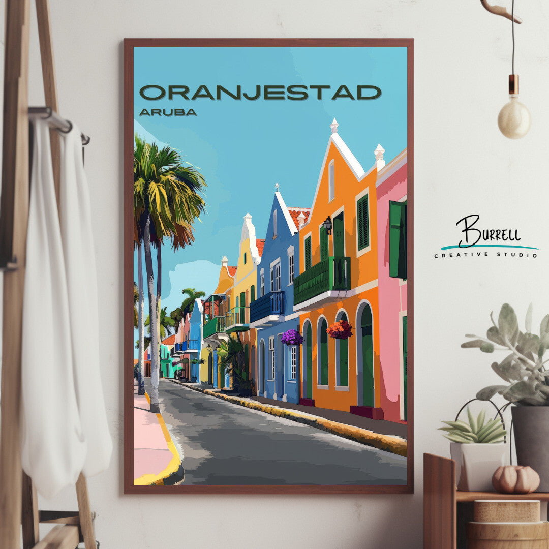 Oranjestad Aruba Dutch Architecture Travel Poster & Wall Art Poster Print