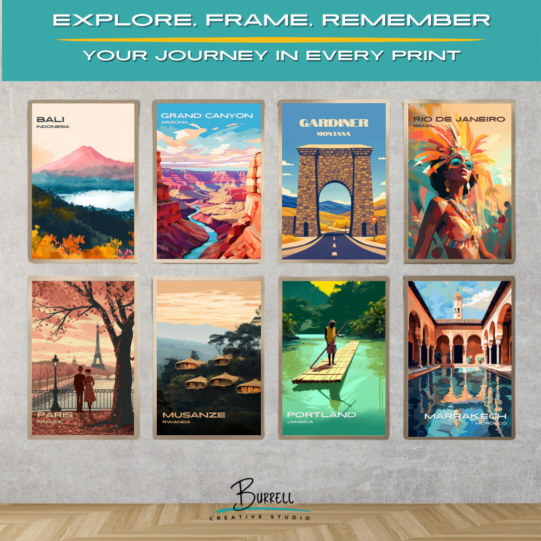 Gardiner Montana Roosevelt Arch Travel Posters & Wall Art Poster Print