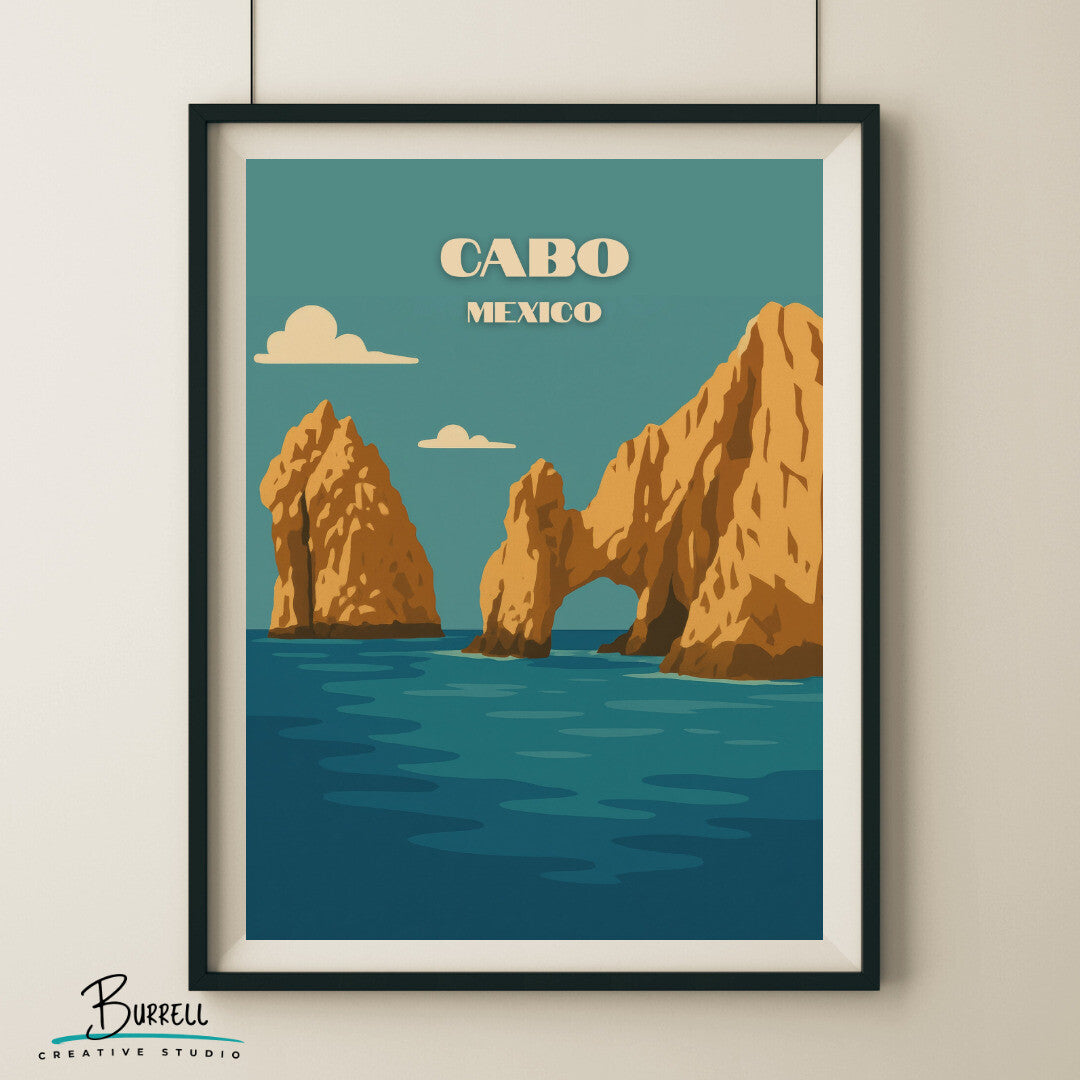 Cabo Mexico Arch of San Lucas Travel Poster & Wall Art Poster Print