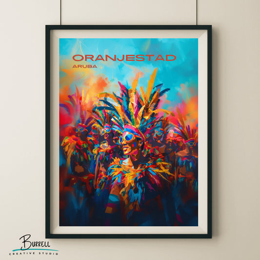Oranjestad Aruba Grand Carnival Parade Travel Poster & Wall Art Poster Print