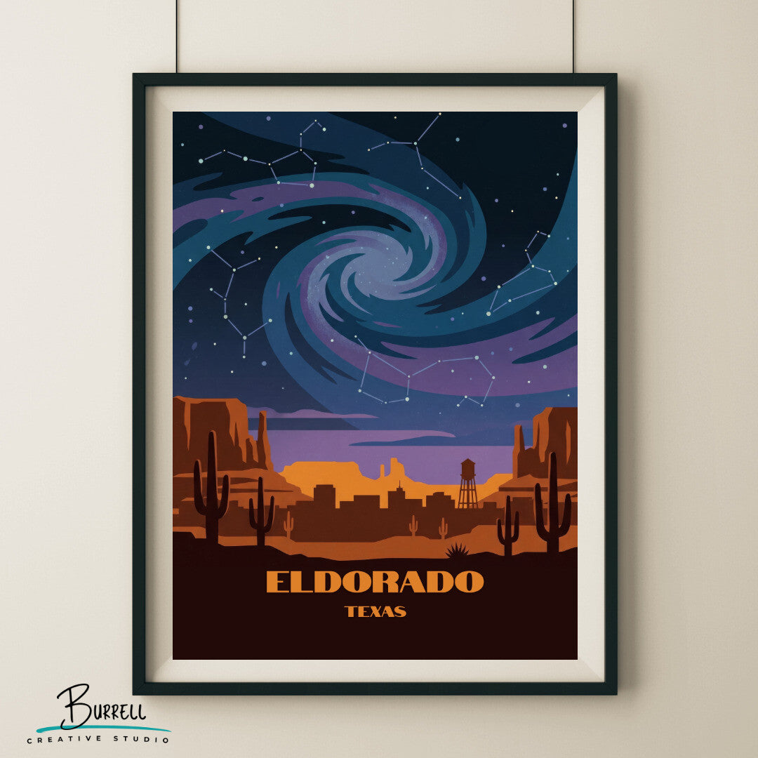 Eldorado Texas Night Skys Travel Posters & Wall Art Poster Print