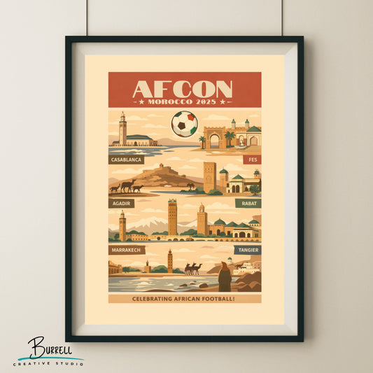 Marrakech Morocco Africa Cup Of Nations Host Cities Football Poster & Wall Art Poster Print
