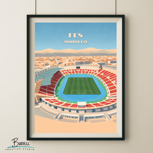 Fes Morocco Sports Complex Travel Poster & Wall Art Poster Print