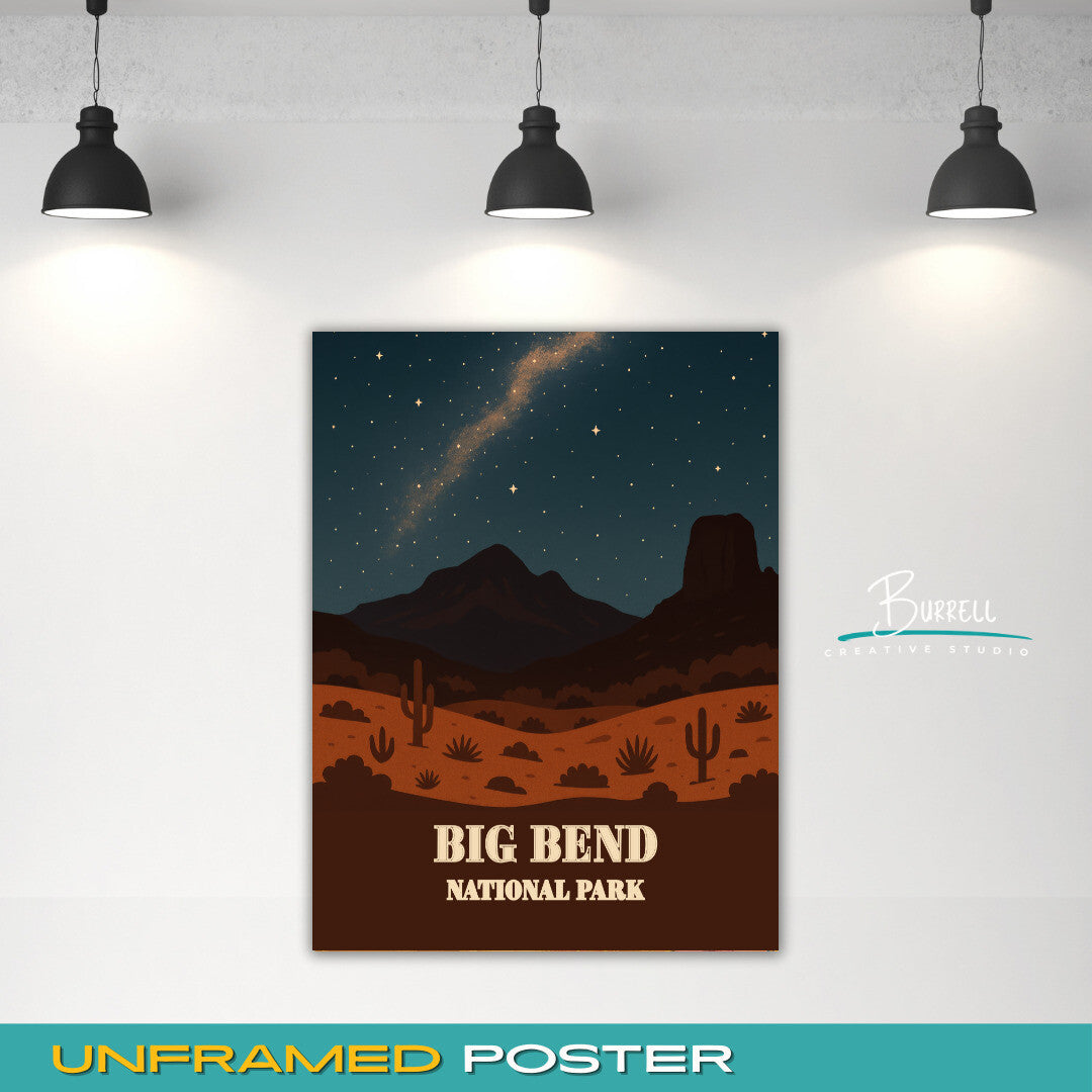 Big Bend National Park Texas Night Sky Travel Posters & Wall Art Poster Print