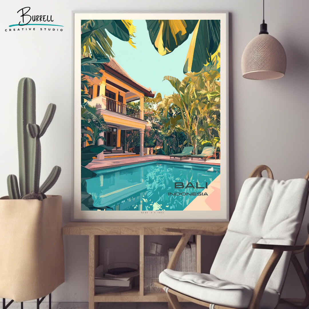 Denpasar Bali Luxury Hotel Travel Poster & Wall Art Poster Print