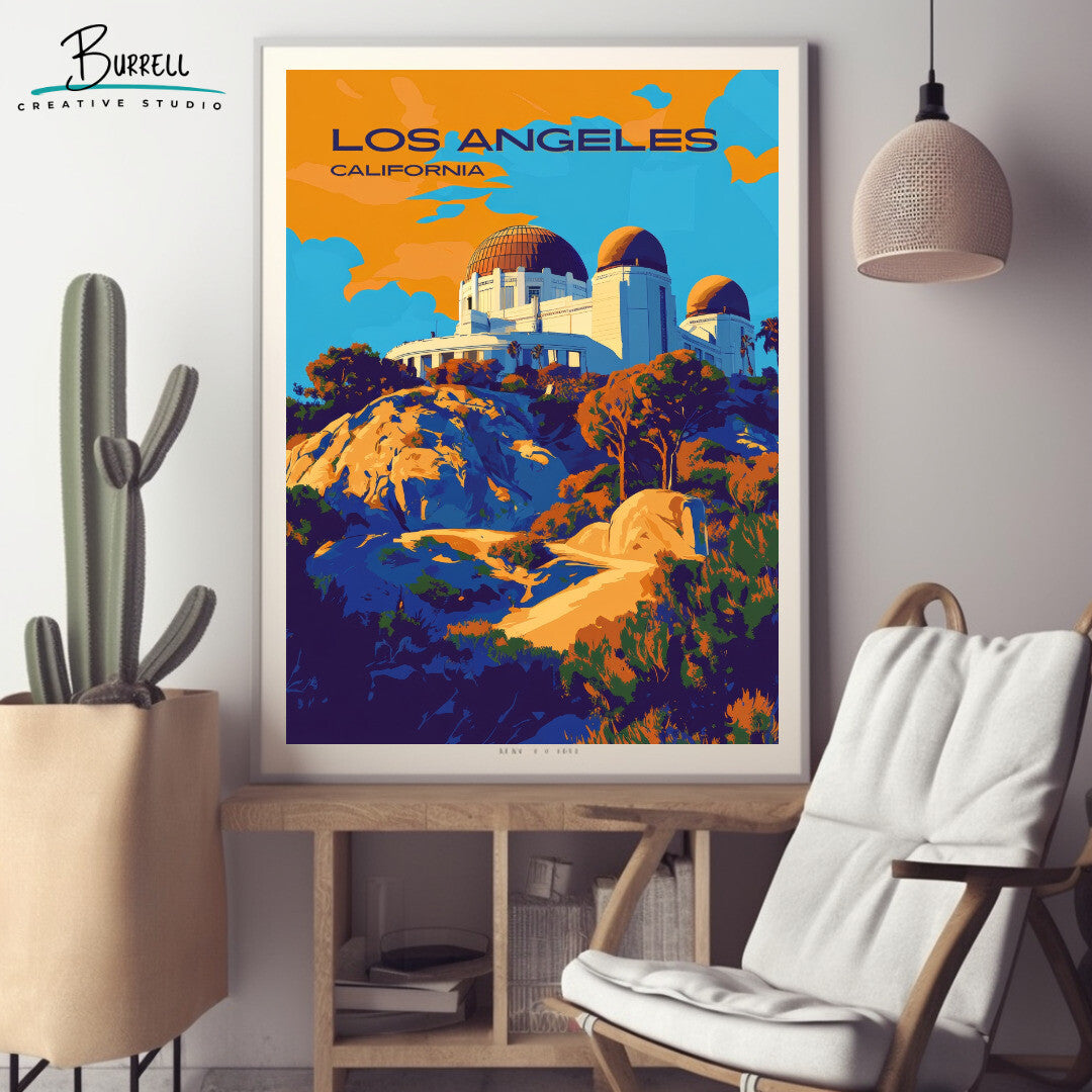 Los Angeles California Griffith Observatory Travel Poster & Wall Art Poster Print