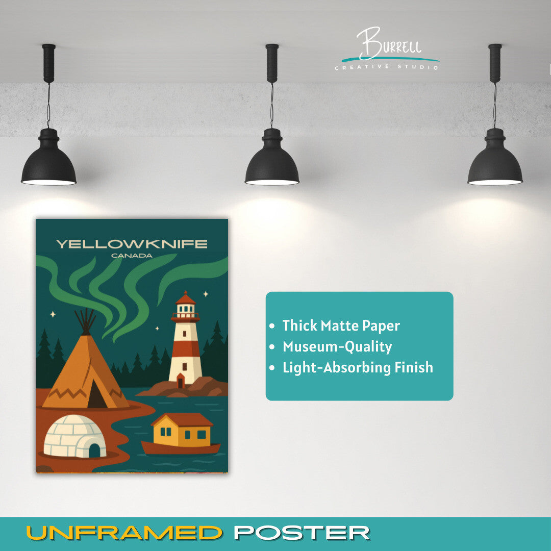 Yellowknife Canada Unique Attractions Travel Poster & Wall Art Poster Print