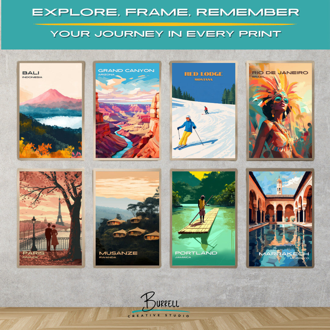 Red Lodge Montana Mountain Skiing Travel Posters & Wall Art Poster Print