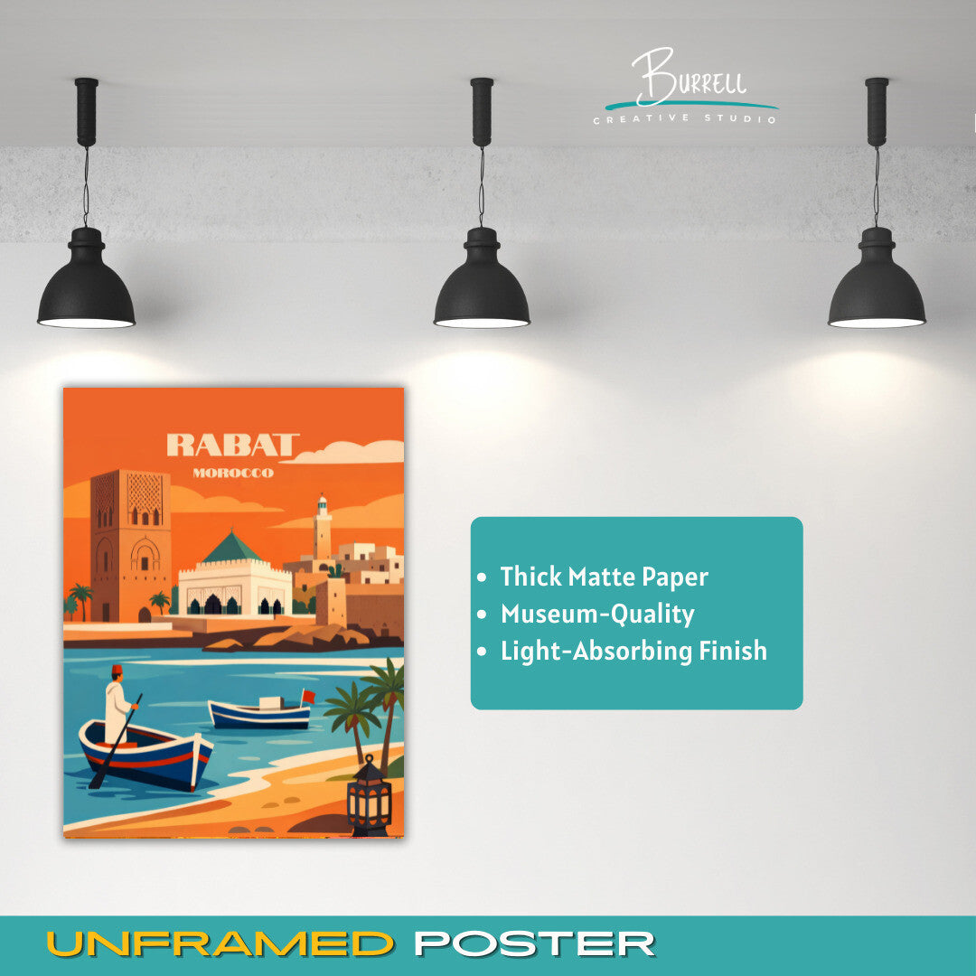 Rabat Morocco Coastal View Travel Poster & Wall Art Poster Print