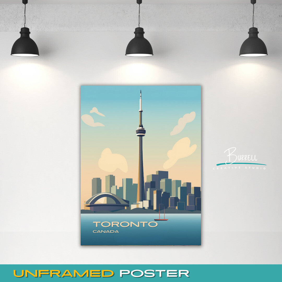 Toronto Ontario CN Tower Travel Poster & Wall Art Poster Print