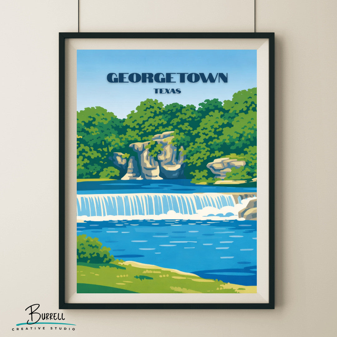 Georgetown Texas Blue Hole Park Travel Poster & Wall Art Poster Print